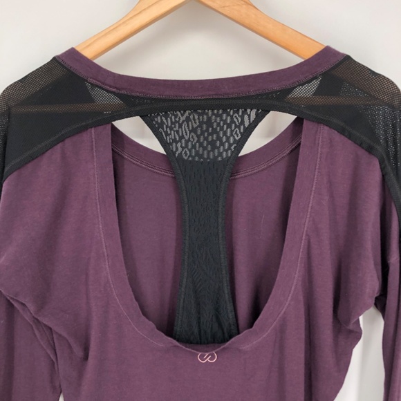 Calia Womens Top Size Large Grape Purple Active Mesh Open Back Workout Gym Gorp - Picture 7 of 12